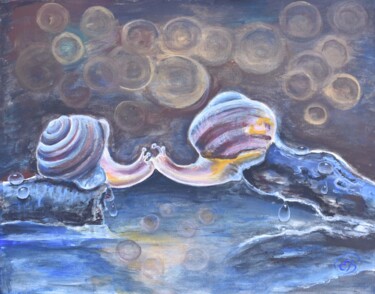 Painting titled "Kiss in the early m…" by Bogdalena Bah, Original Artwork, Acrylic