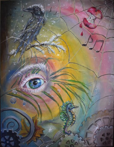 Painting titled "Help me! Compassion…" by Bogdalena Bah, Original Artwork, Acrylic Mounted on Wood Stretcher frame