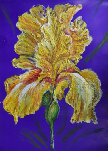 Schilderij getiteld "Golden iris." door Bogdalena Bah, Origineel Kunstwerk, Acryl
