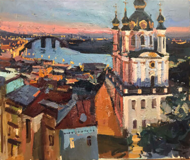 Painting titled "Над Дніпром" by Bogdan Burak, Original Artwork, Oil