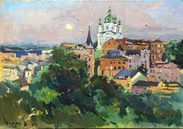 Painting titled "Старий Київ" by Bogdan Burak, Original Artwork, Oil