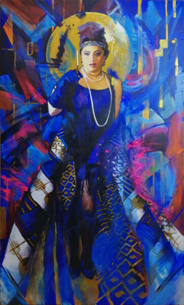Schilderij getiteld "Sacred blue and yel…" door Bogdan Burak, Origineel Kunstwerk, Acryl