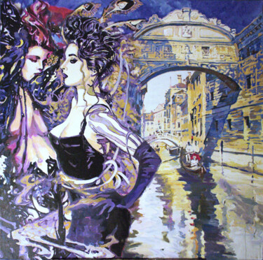 Картина под названием "Female gossip" - Bogdan Burak, Подлинное произведение искусства, Акрил