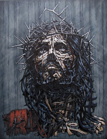 Painting titled "Cristo" by Bogdan Dide, Original Artwork, Oil