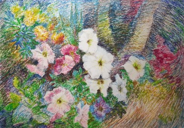 Painting titled "Evening flowers" by Bogdan Ermakov, Original Artwork, Pastel