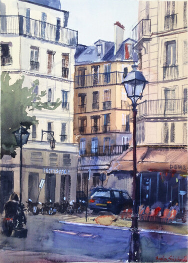 Painting titled "Paris Painting Orig…" by Bogdan Shiptenko, Original Artwork, Watercolor
