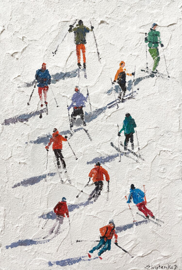 Malerei mit dem Titel "Ski Season" von Bogdan Shiptenko, Original-Kunstwerk, Acryl