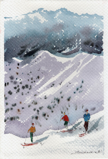 Pintura titulada "Breckenridge Ski Re…" por Bogdan Shiptenko, Obra de arte original, Acuarela