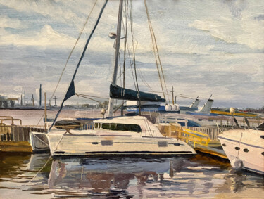 Malerei mit dem Titel "Odessa Port of Ukra…" von Bogdan Shiptenko, Original-Kunstwerk, Öl Auf Holzplatte montiert