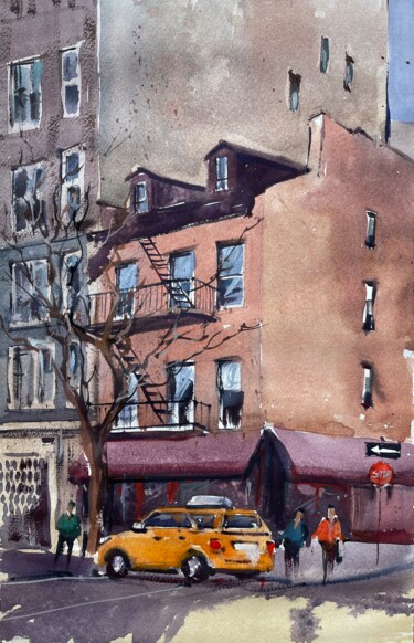 Pintura intitulada "New York Manhattan…" por Bogdan Shiptenko, Obras de arte originais, Aquarela