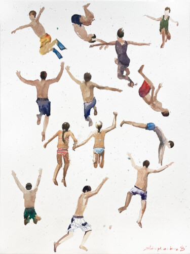 Pintura titulada "Diving 2" por Bogdan Shiptenko, Obra de arte original, Acuarela