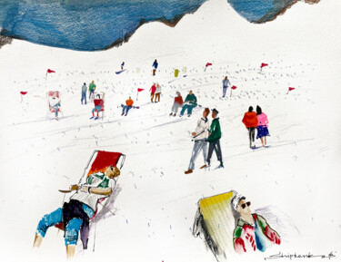 Pittura intitolato "Holidays in the Alps" da Bogdan Shiptenko, Opera d'arte originale, Acquarello