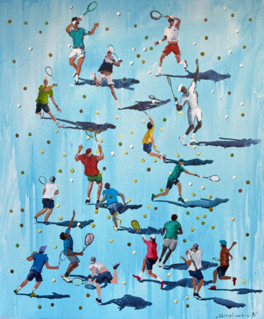Painting titled "Tennis Players" by Bogdan Shiptenko, Original Artwork, Acrylic