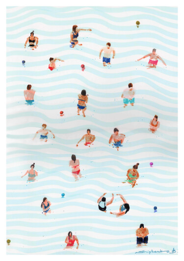Pintura titulada "Relax by the pool" por Bogdan Shiptenko, Obra de arte original, Rotulador