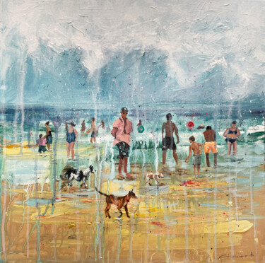 Schilderij getiteld "On the Beach" door Bogdan Shiptenko, Origineel Kunstwerk, Acryl