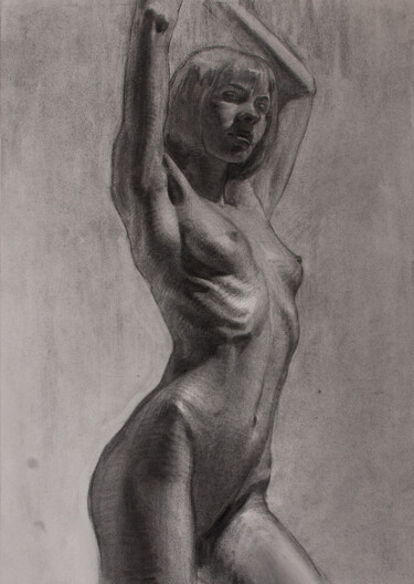 Dibujo titulada "nude" por Bogdan Tolbariu, Obra de arte original, Carbón