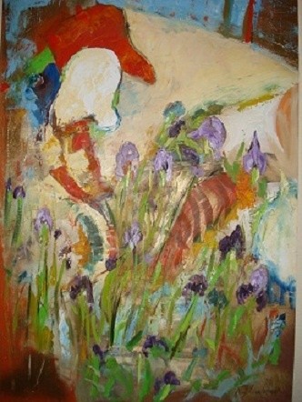 Painting titled "Allegory with irises" by Bogdan Mihai Radu, Original Artwork, Oil