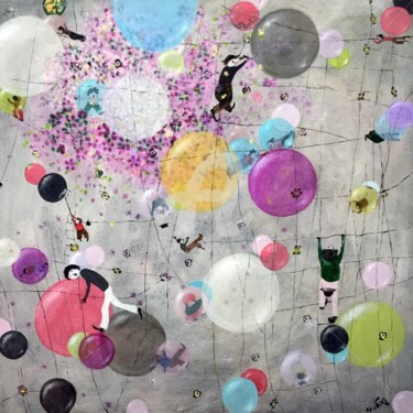 Malerei mit dem Titel "bubble-booom" von Bogner Eva, Original-Kunstwerk, Acryl