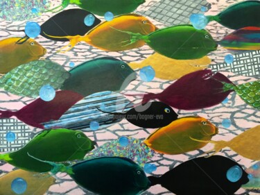 Malerei mit dem Titel "Fisch Olympiade" von Bogner Eva, Original-Kunstwerk, Acryl
