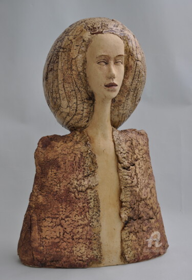 Sculpture titled "Girl portrait." by Bogusław Dobrowolski, Original Artwork, Ceramics