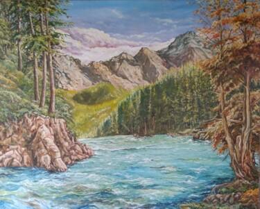 「Горная река」というタイトルの絵画 Bohdan Кukizによって, オリジナルのアートワーク, オイル