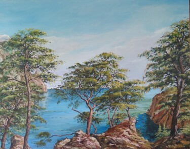 Картина под названием "Лето на берегу моря" - Bohdan Кukiz, Подлинное произведение искусства, Масло