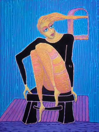 Painting titled "Przy oknie" by Bohdan Wincenty Łoboda, Original Artwork, Acrylic