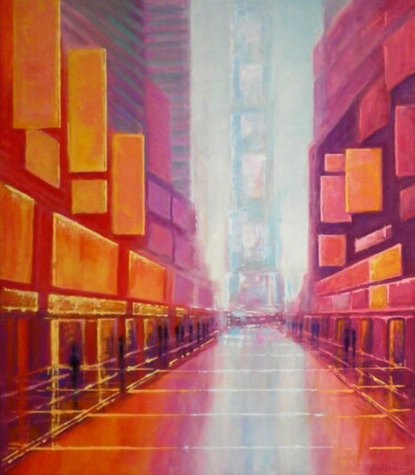 Peinture intitulée "Metropolis - lśnien…" par Bohdan Wincenty Łoboda, Œuvre d'art originale, Acrylique