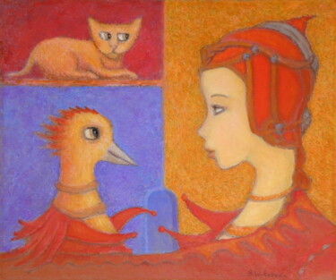 Ζωγραφική με τίτλο "Audiencja - ptak" από Bohdan Wincenty Łoboda, Αυθεντικά έργα τέχνης, Ακρυλικό