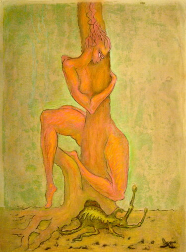 Drawing titled "Audiencja - żuk" by Bohdan Wincenty Łoboda, Original Artwork, Pastel