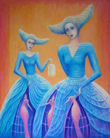 Картина под названием "Las Meninas - tres…" - Bohdan Wincenty Łoboda, Подлинное произведение искусства, Акрил