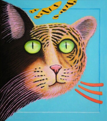 Картина под названием "Cat - I am a Tiger" - Bohdan Wincenty Łoboda, Подлинное произведение искусства, Акрил