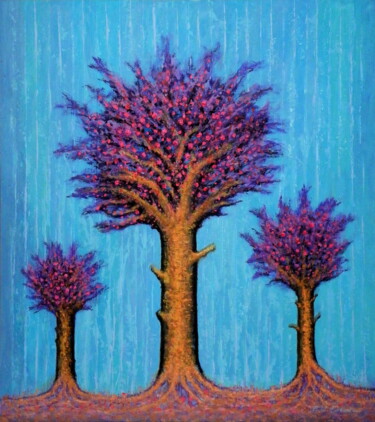 Malarstwo zatytułowany „Te trzy drzewa” autorstwa Bohdan Wincenty Łoboda, Oryginalna praca, Akryl