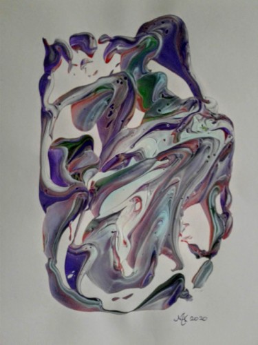 Painting titled "Wild Ocean" by Marianne Huizinga, Original Artwork, Gouache