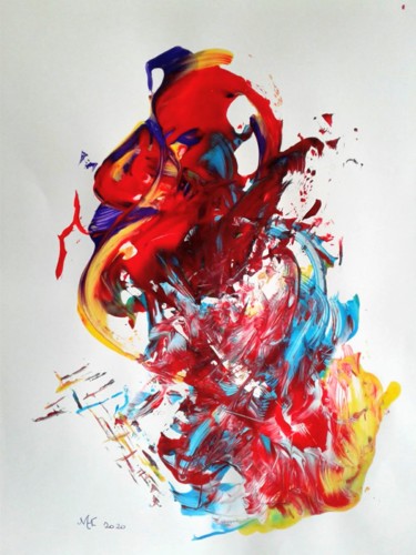 Peinture intitulée "Burning Heart" par Marianne Huizinga, Œuvre d'art originale, Gouache