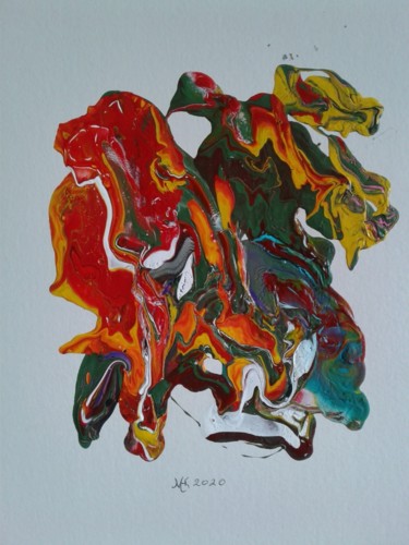 Malerei mit dem Titel "Inferno" von Marianne Huizinga, Original-Kunstwerk, Gouache