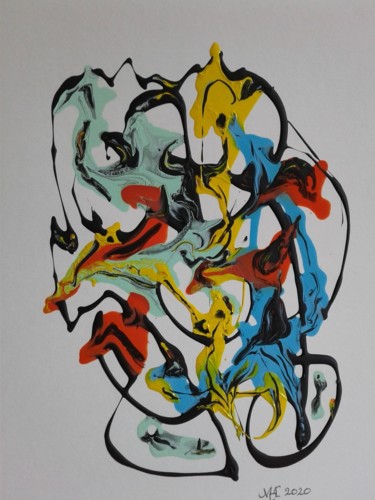 Painting titled "Angry birds" by Marianne Huizinga, Original Artwork, Acrylic