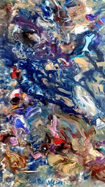 Schilderij getiteld "Deep ocean reef" door Marianne Huizinga, Origineel Kunstwerk, Acryl