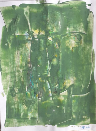 Painting titled "Just green" by Marianne Huizinga, Original Artwork, Acrylic
