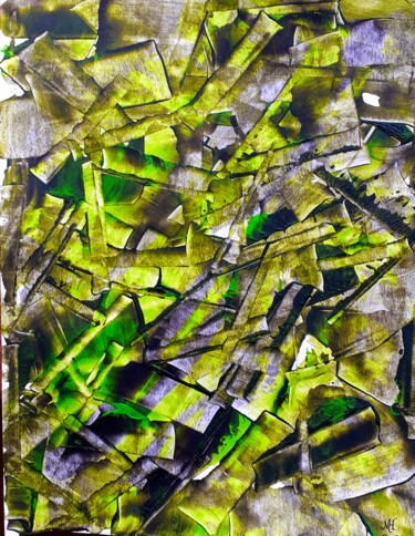 Schilderij getiteld "Green jungle" door Marianne Huizinga, Origineel Kunstwerk, Acryl