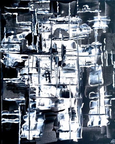 Schilderij getiteld "Black and white" door Marianne Huizinga, Origineel Kunstwerk, Acryl