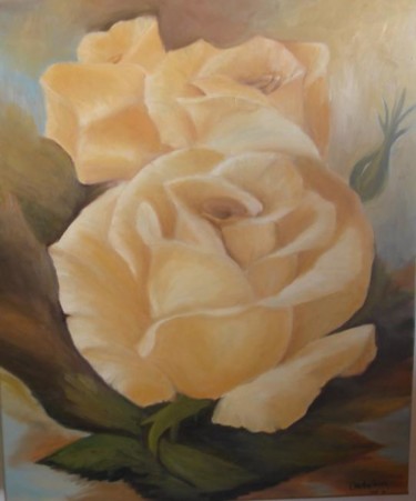 Malerei mit dem Titel "rosas champan" von Mihaela Mihailovici, Original-Kunstwerk, Öl