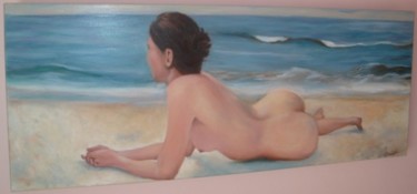 Painting titled "Watching the sea" by Mihaela Mihailovici, Original Artwork, Oil