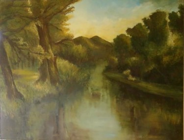 Картина под названием "Camino de rio" - Mihaela Mihailovici, Подлинное произведение искусства, Масло