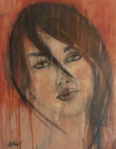 Painting titled "rostro 2" by Mihaela Mihailovici, Original Artwork, Acrylic