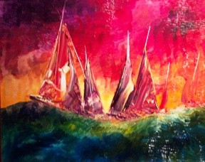 Pittura intitolato "regata" da Bohemiogus, Opera d'arte originale