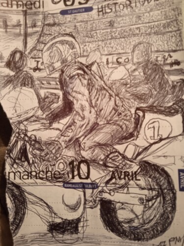 Рисунок под названием "GP moto" - Bohmert Frederic, Подлинное произведение искусства, Шариковая ручка