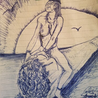 Drawing titled "Hippie.. hippie" by Bohmert Frederic, Original Artwork, Ballpoint pen