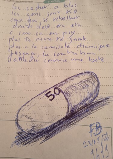 Рисунок под названием "cachetons." - Bohmert Frederic, Подлинное произведение искусства, Шариковая ручка