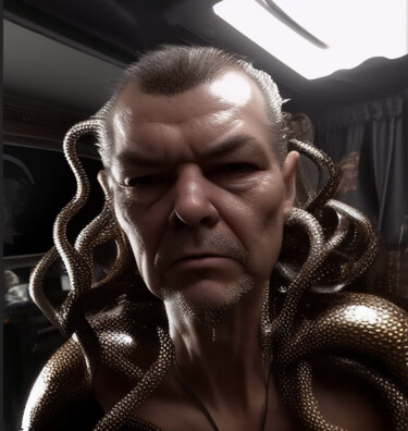 Painting titled "l homme serpent(sel…" by Bohmert Frederic, Original Artwork, AI generated image